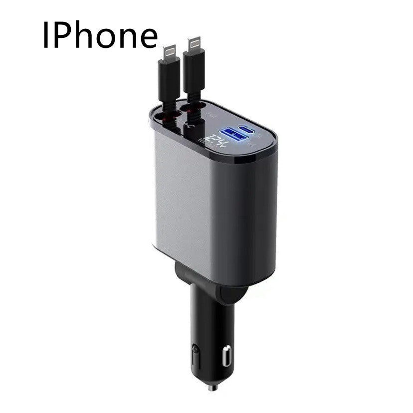 100W Super Fast Charging Car Cigarette Lighter USB And TYPE-C Adapter