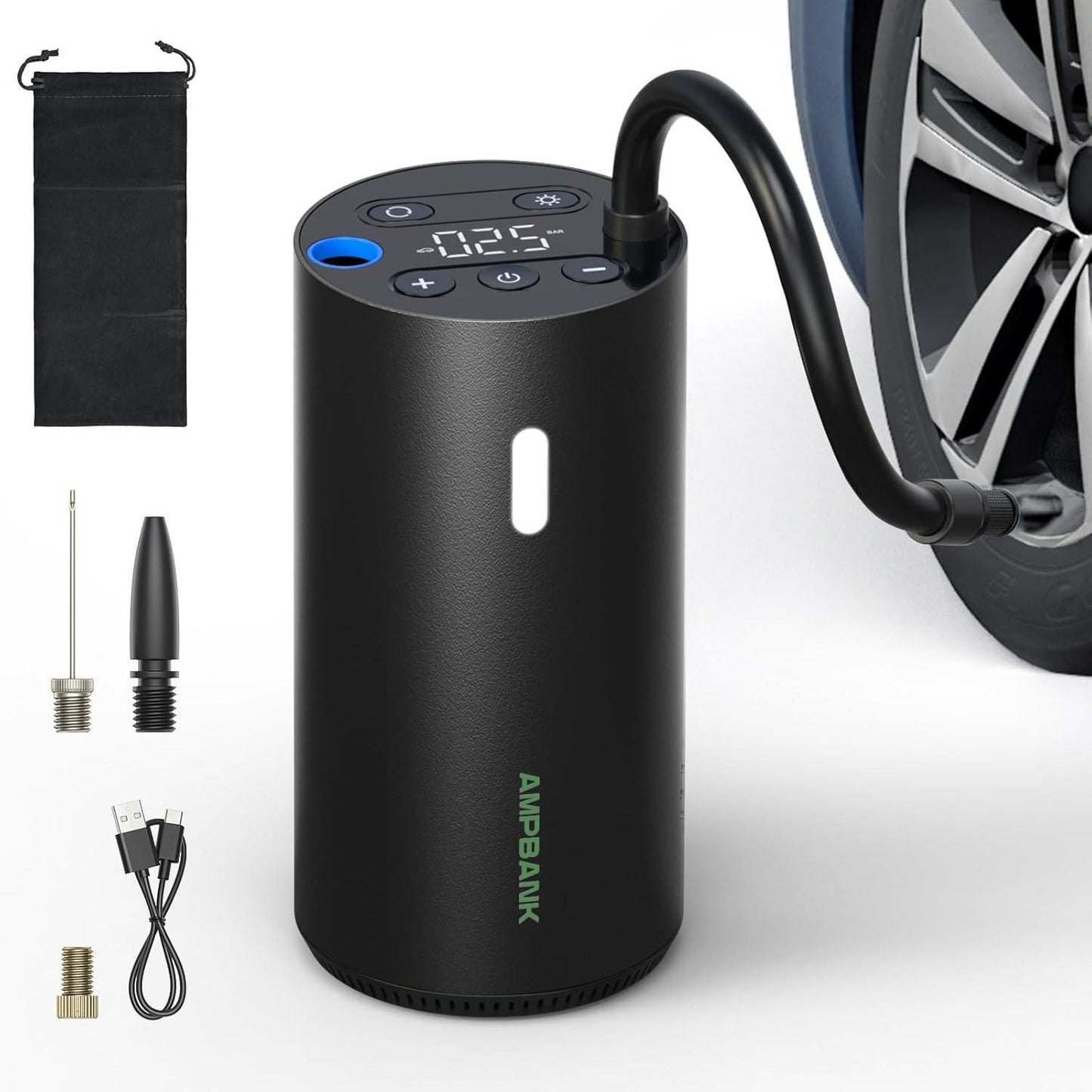 Smart Portable Tire Air Pump For Cars, Motorcycles, Bicycles And Balls With Pressure Gauge And LED Screen For Fast Inflation