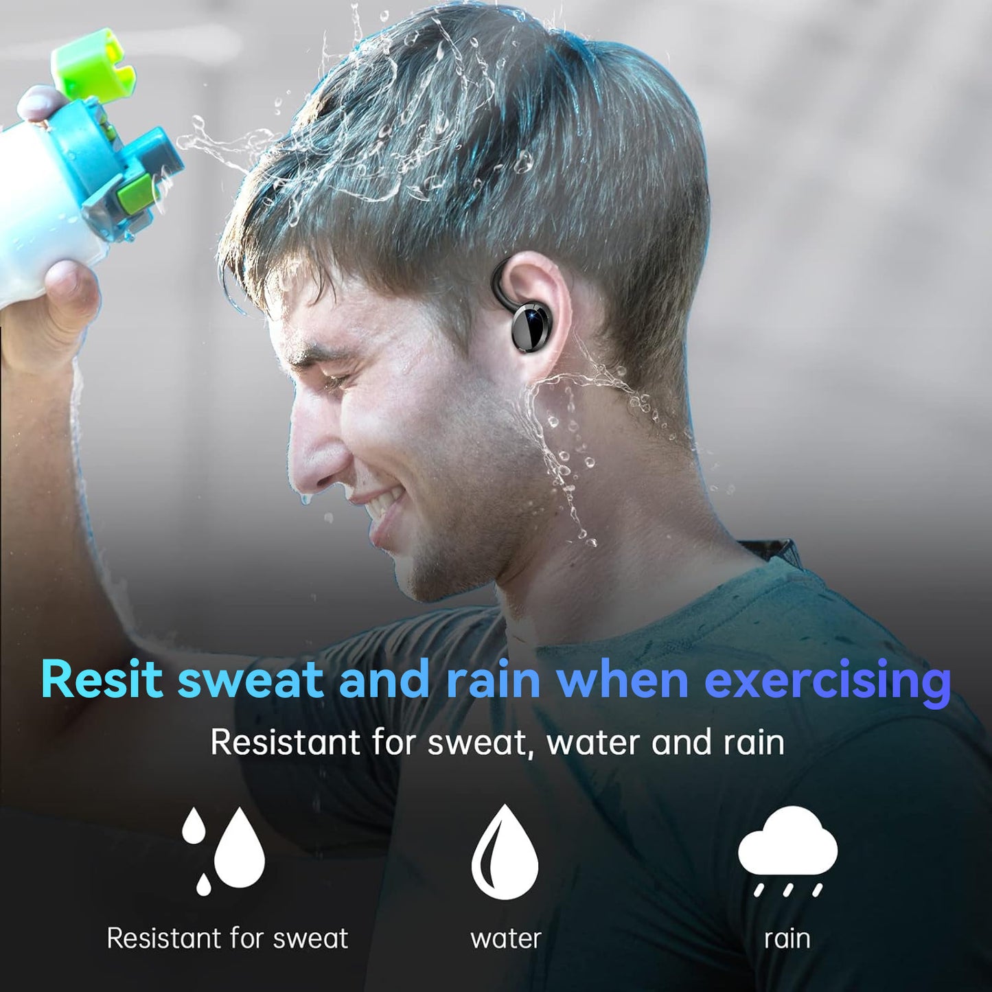 Digital Display Waterproof Sports Q38 Ear-mounted In-ear Noise Reduction Stereo Bluetooth Earphone