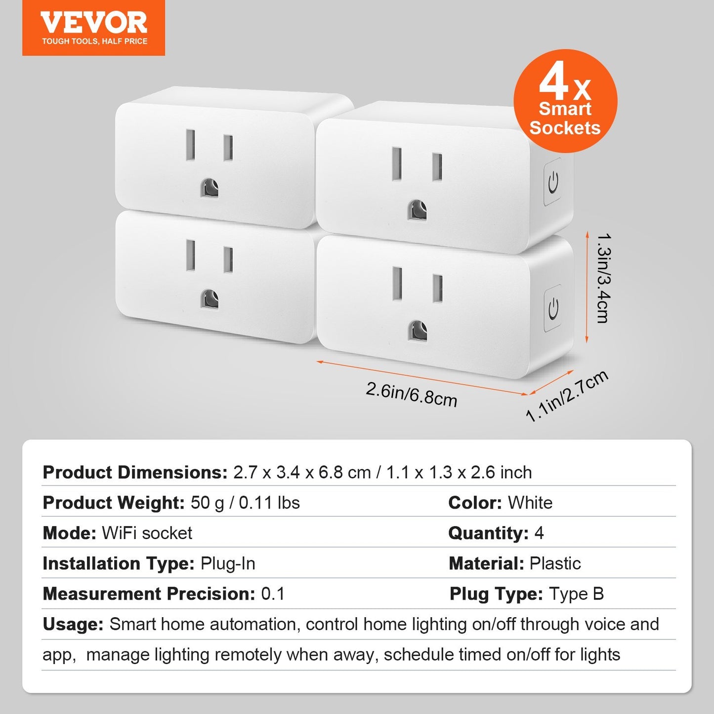 4 Pack Smart Plug, Voice Control Outlet, Remote & Scheduled