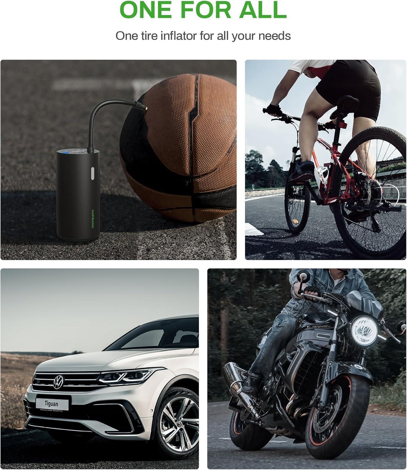 Smart Portable Tire Air Pump For Cars, Motorcycles, Bicycles And Balls With Pressure Gauge And LED Screen For Fast Inflation